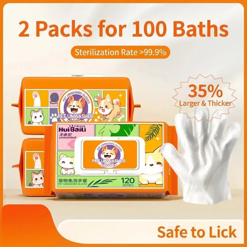 50 Pet Cleaning Wipe Gloves