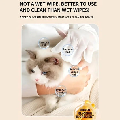50 Pet Cleaning Wipe Gloves