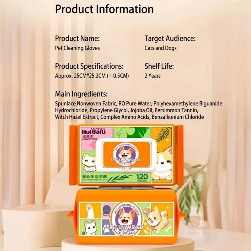 50 Pet Cleaning Wipe Gloves