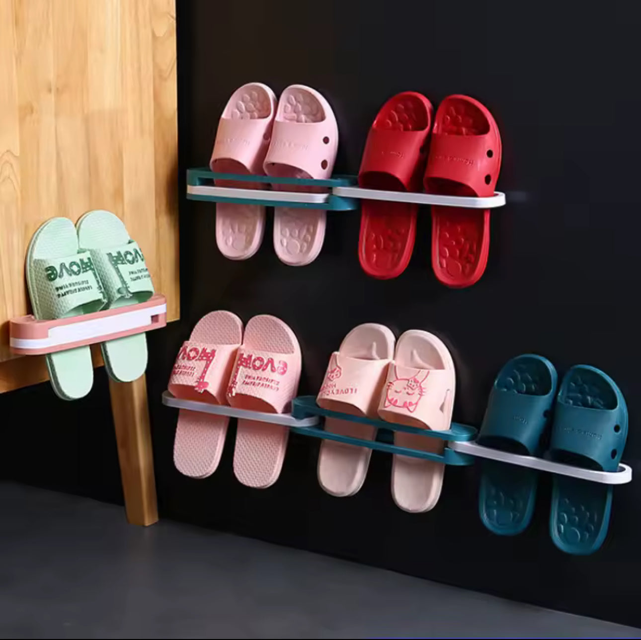 Wall-Mounted Foldable Slipper Rack