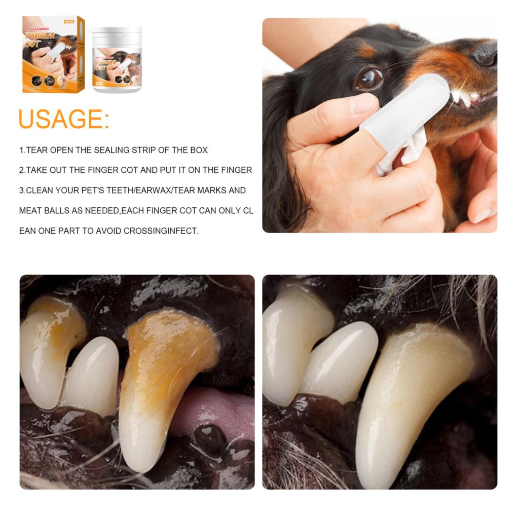 50 PCS Finger Pet Wipes