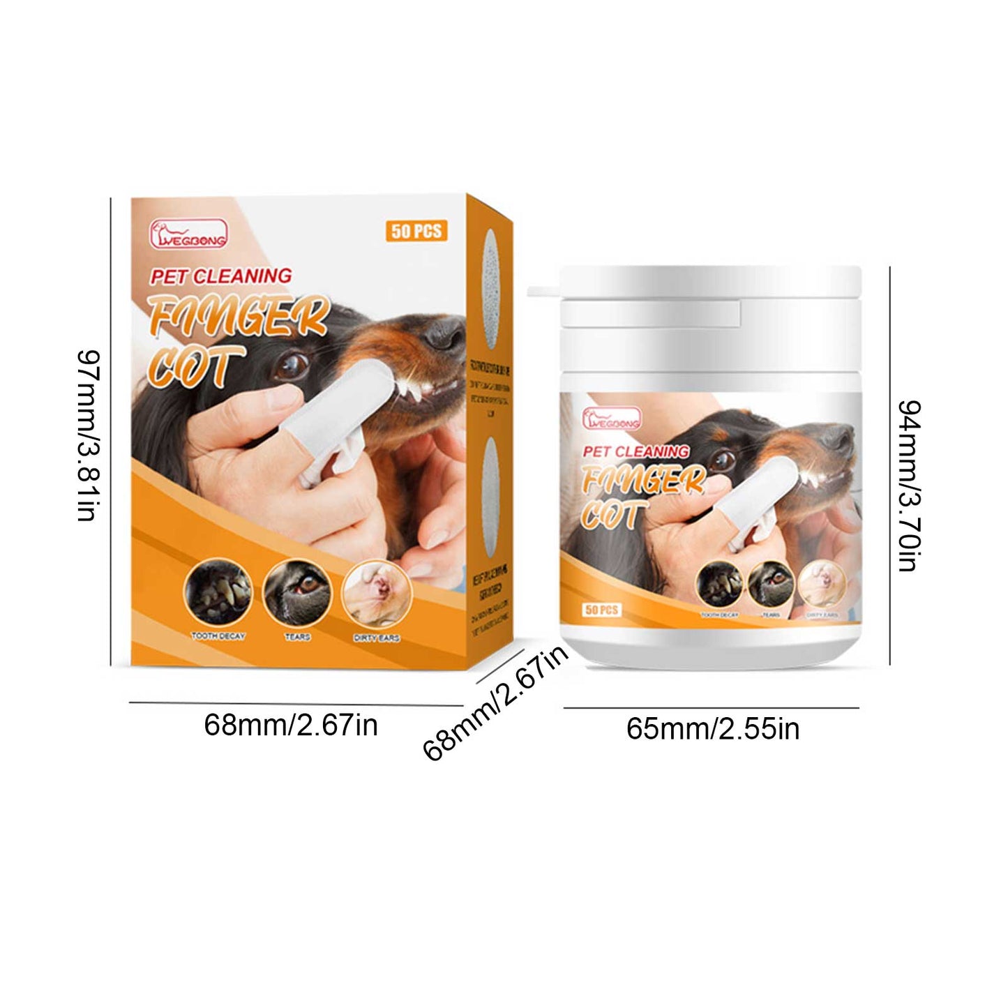 50 PCS Finger Pet Wipes