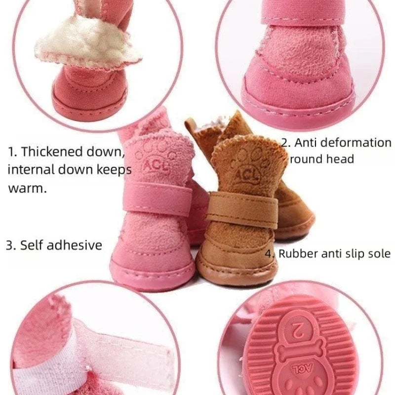 4Pcs Plushy Pet Shoes