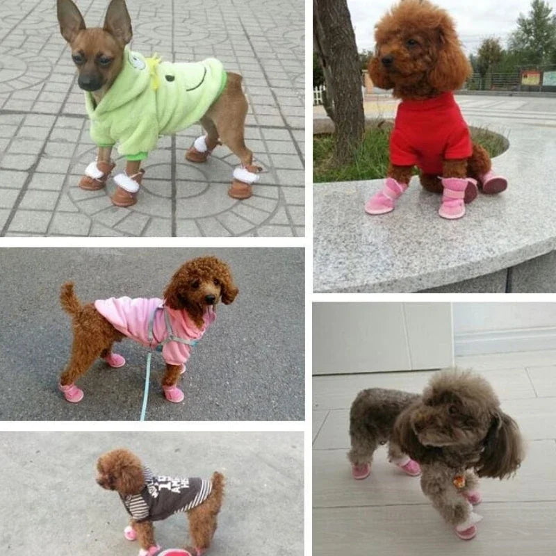 4Pcs Plushy Pet Shoes