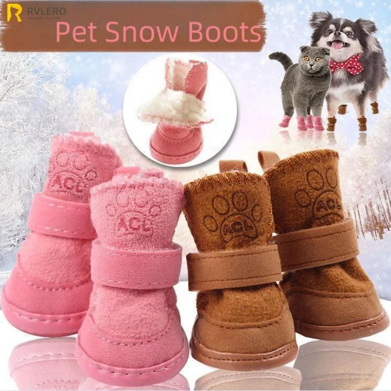 4Pcs Plushy Pet Shoes