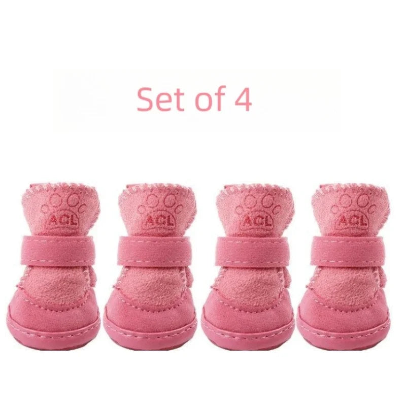 4Pcs Plushy Pet Shoes
