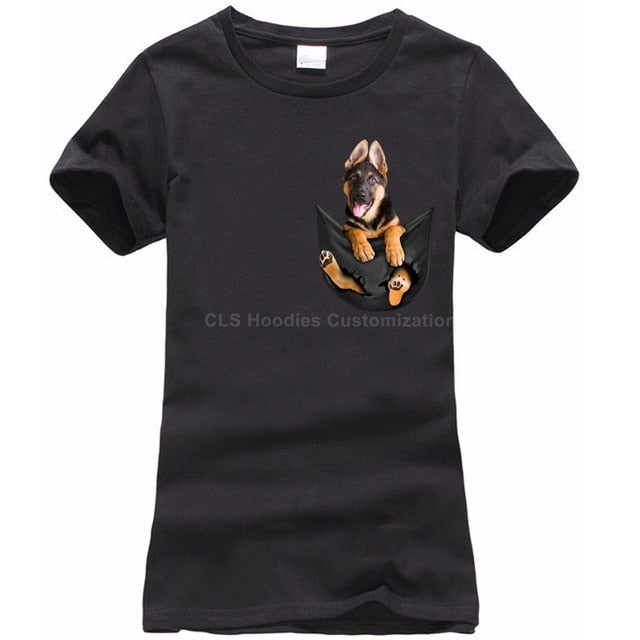 German Shepherd in Pocket T-shirt