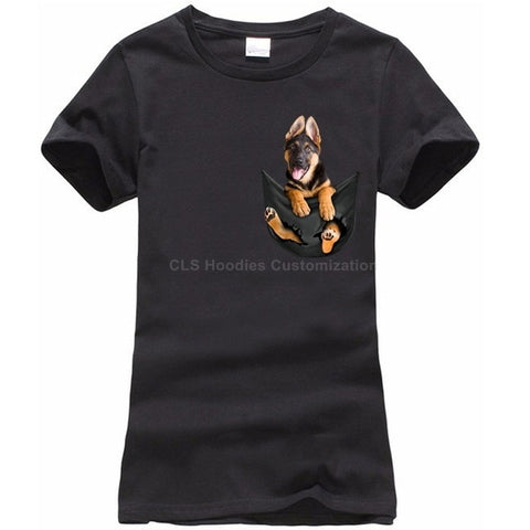 German Shepherd in Pocket T-shirt