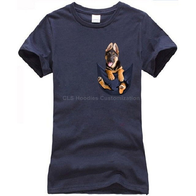 German Shepherd in Pocket T-shirt