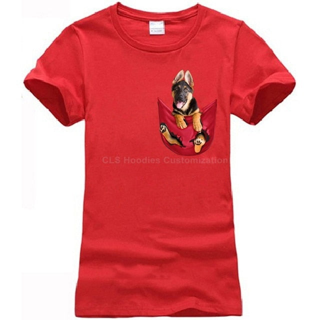 German Shepherd in Pocket T-shirt